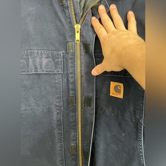 Vintage Carhartt Chore Jacket Navy Blue Mens Size XXL C26 MDT Distressed Rare - Picture 10 of 11